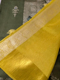 Pure Dola With Mushru Border  - Green