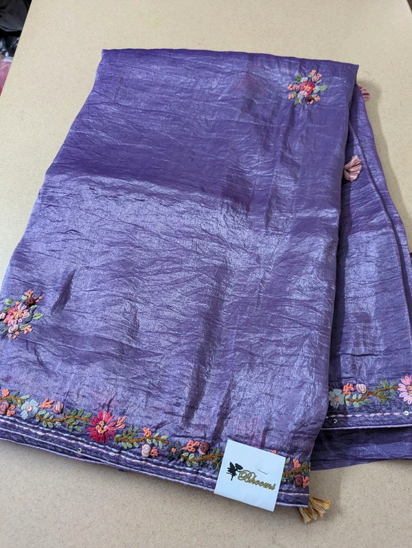 Pure Soft Crush With Handwork  - Electric Violet