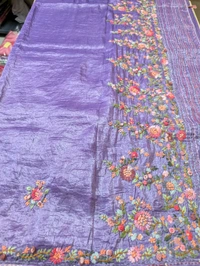 Pure Soft Crush With Handwork  - Electric Violet