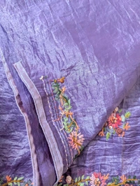 Pure Soft Crush With Handwork  - Electric Violet