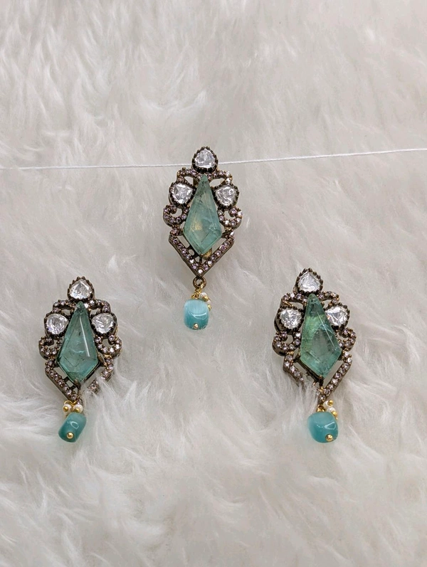 Real Mossonite Pendent Set  - Vz, Jungle Mist