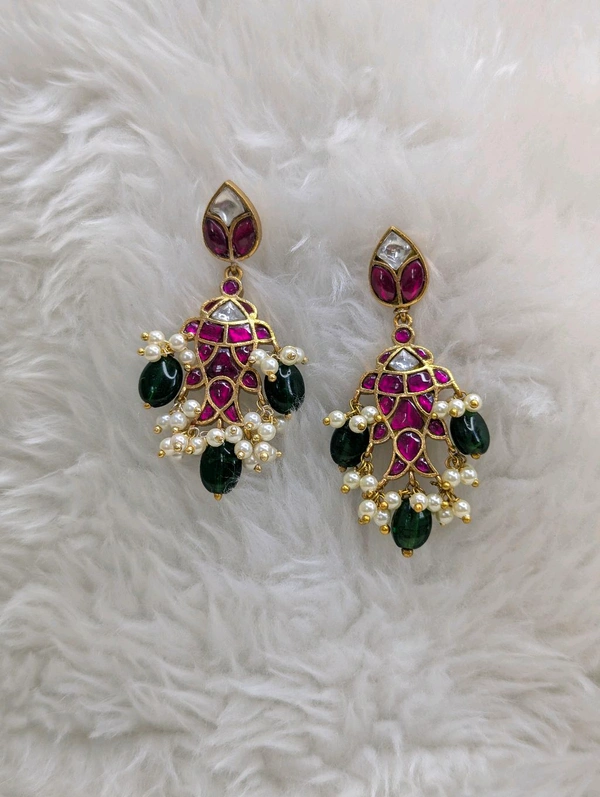 Real Jadua Kundan Earrings  - Vz