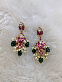 Real Jadua Kundan Earrings  - Vz