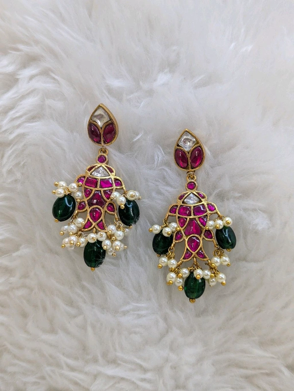 Real Jadua Kundan Earrings  - Vz