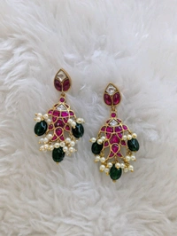 Real Jadua Kundan Earrings  - Vz
