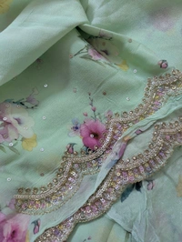 Pure Designer Chiffon With Handwork  - green