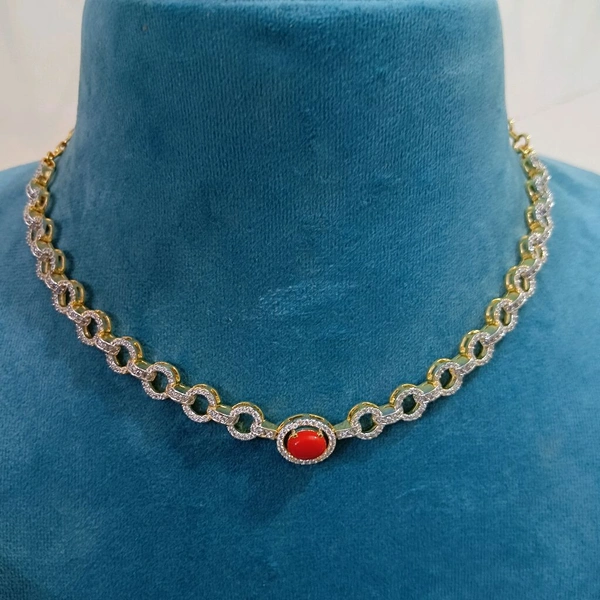 Diamond Copy Neck Set  - HD, coral