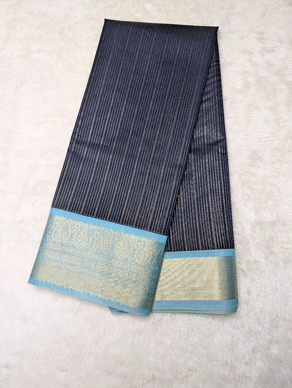 Soft Beneras Chanderi  - Navy Blue, VZ