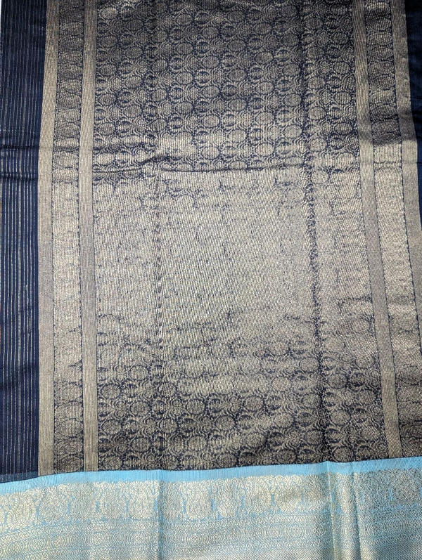 Soft Beneras Chanderi  - Navy Blue, VZ