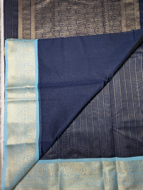 Soft Beneras Chanderi  - Navy Blue, VZ