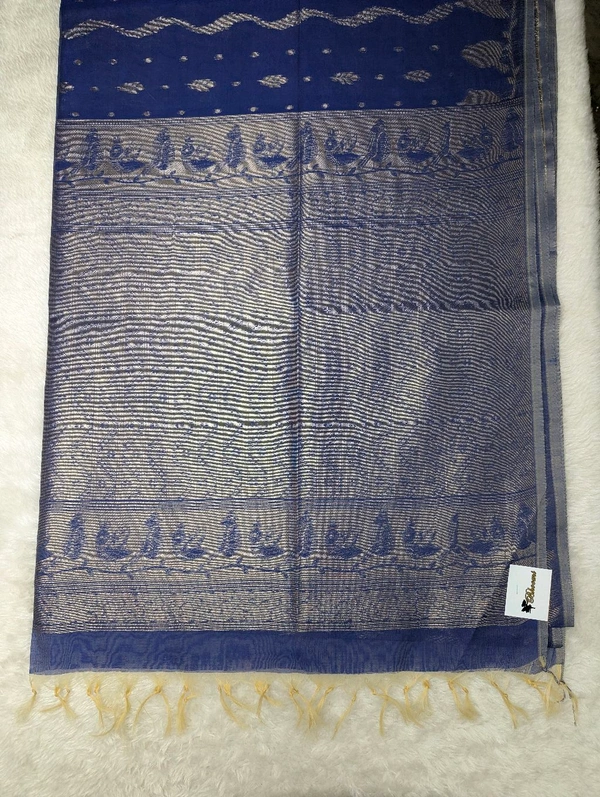 Beautiful Soft Chanderi  - Blue Marguerite