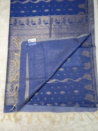 Beautiful Soft Chanderi  - Blue Marguerite