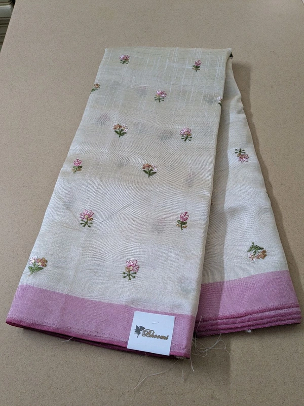 fancy tusser embroidary - Blush Pink, VZ