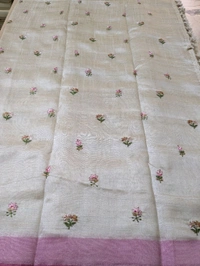 fancy tusser embroidary - Blush Pink, VZ