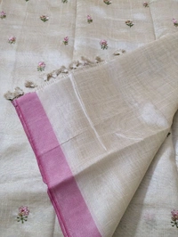 fancy tusser embroidary - Blush Pink, VZ