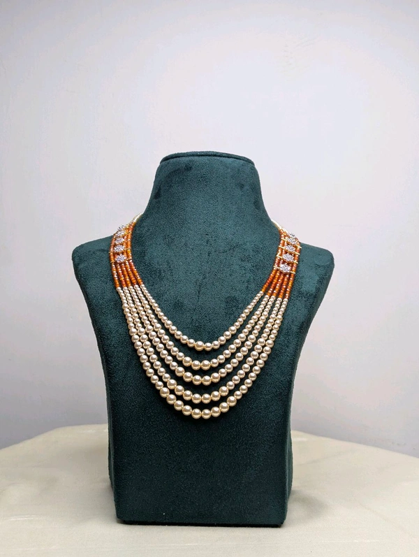 Designer Cz S Beads Set  - Vz, Orange