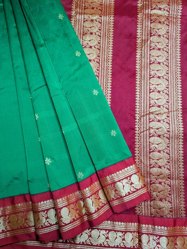 Soft Gadwal Pattu - dark green