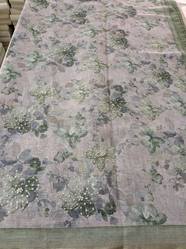 Designer Lenin Block With Hand Work  - green, VZ