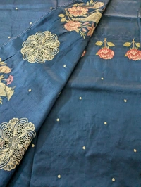 Designer Silk Embroidery  - Dark Blue, VZ