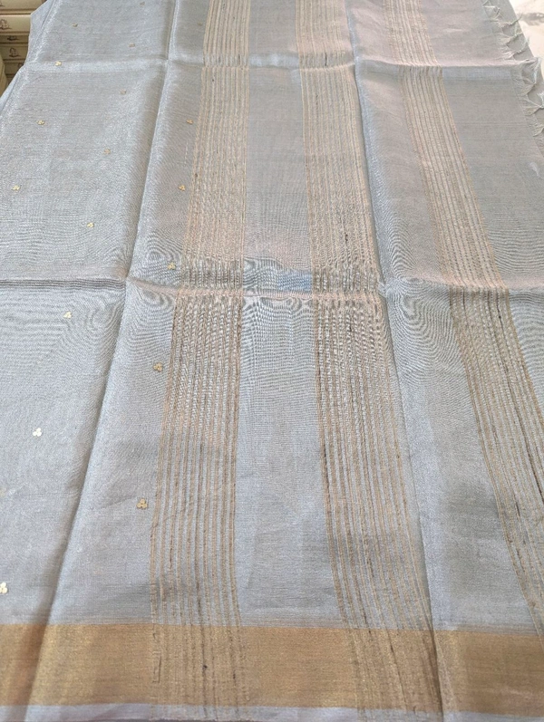 Pure Handloom Tissue Designer  - Gray, VZ