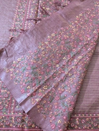 Pure Handloom Tusser Designer  - Solid Pink, VZ