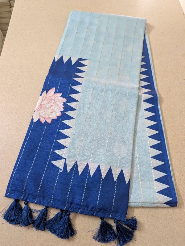 Jute Tusser Digital  - Blue, VZ