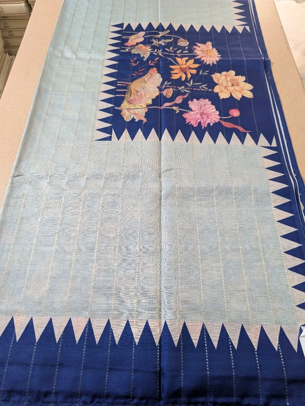 Jute Tusser Digital  - Blue, VZ