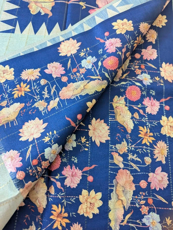 Jute Tusser Digital  - Blue, VZ