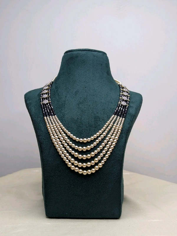 Designer Cz S Beads Set  - Vz, Black