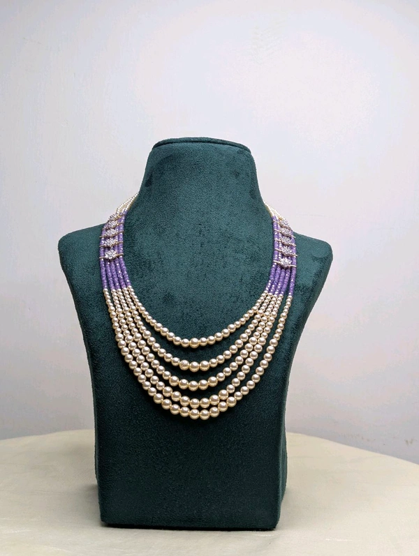 Designer Cz S Beads Set  - Vz, Mauve