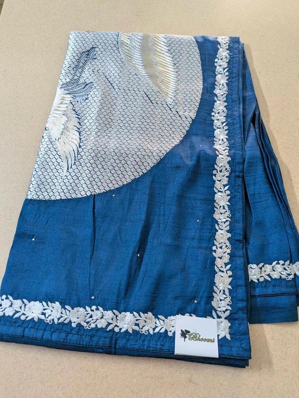 Pure Manipuri Silk Designer  - Dark Blue, VZ