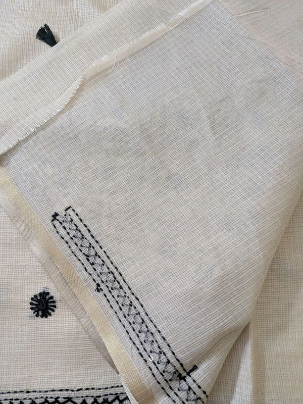 Designer Silk Kota With Hand Work  - Baja White, VZ