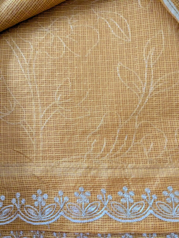 Designer Silk Kota With Pita Work  - Gold, VZ