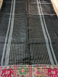 Designer Silk Lenin Paithani Inspired  - Black, VZ