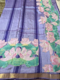 Pure Handloom Mangalagiri  Pattu Appliqve Work  - Pink Lace 7