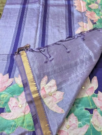 Pure Handloom Mangalagiri  Pattu Appliqve Work  - Pink Lace 7