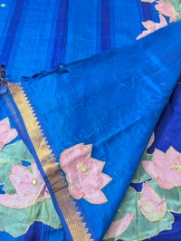 Pure Handloom Mangalagiri  Pattu Appliqve Work  - Pink Lace 11, VZ