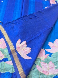 Pure Handloom Mangalagiri  Pattu Appliqve Work  - Pink Lace 12, VZ