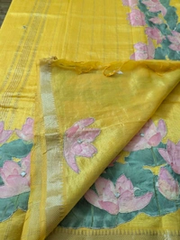 Pure Handloom Mangalagiri  Pattu Appliqve Work  - Pink Lace 17, VZ