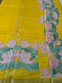 Pure Handloom Mangalagiri  Pattu Appliqve Work  - Pink Lace 18, VZ