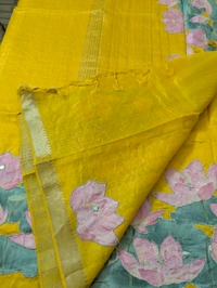 Pure Handloom Mangalagiri  Pattu Appliqve Work  - Pink Lace 18, VZ