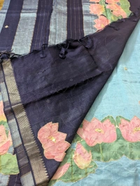 Pure Handloom Mangalagiri  Pattu Appliqve Work  - Pink Lace 27, VZ