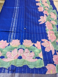 Pure Handloom Mangalagiri  Pattu Appliqve Work  - Pink Lace 28