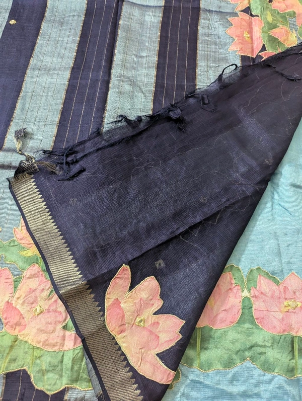 Pure Handloom Mangalagiri  Pattu Appliqve Work  - Pink Lace 30, VZ