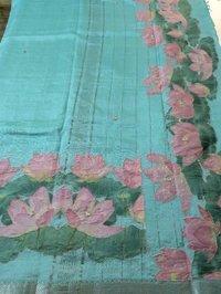 Pure Handloom Mangalagiri  Pattu Appliqve Work  - Pink Lace 32