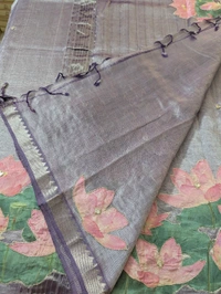 Pure Handloom Mangalagiri  Pattu Appliqve Work  - Pink Lace 36, VZ