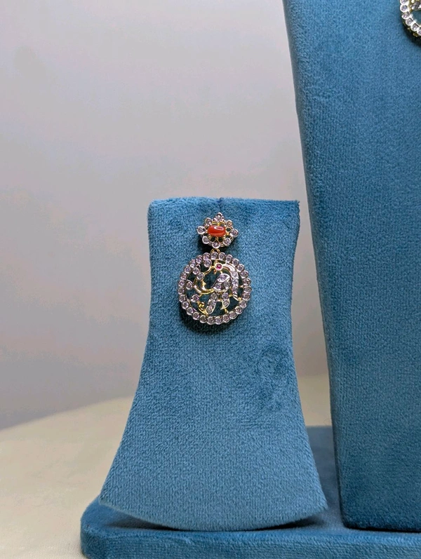 Real  Diamond Copy Bottu Mala  - Red and green, Vz