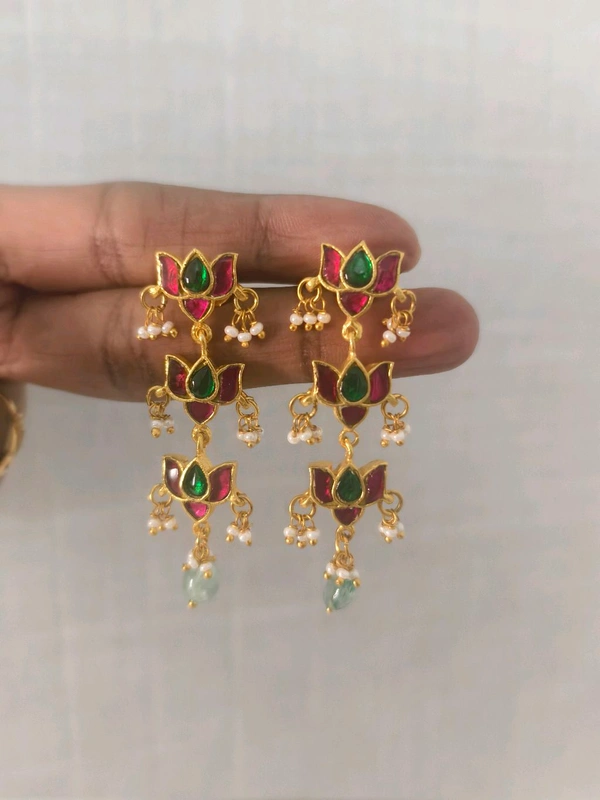 Jadau Kundan Earrings  - multi color, HD