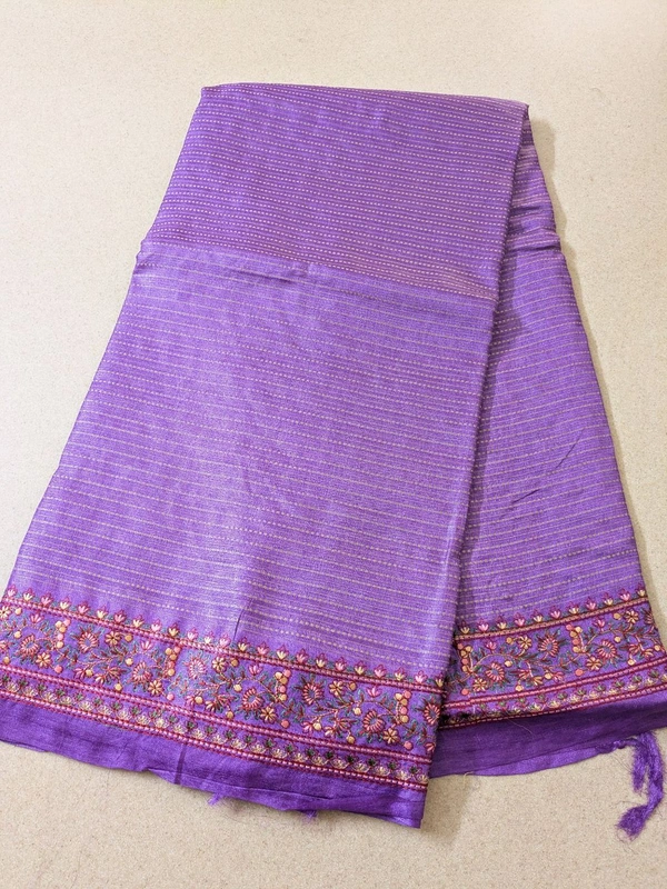 Pure Handloom Tusser Designer  - Mauve, VZ