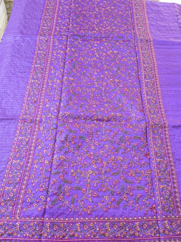 Pure Handloom Tusser Designer  - Mauve, VZ